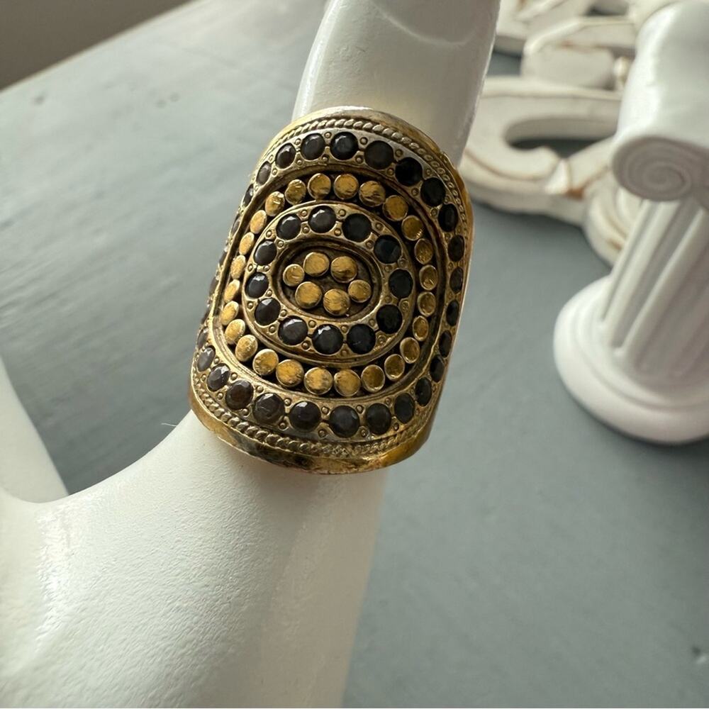 Anna Beck 925 Sterling Silver & 18K Gold Plated Ring Size 6.5 - Picture 3 of 10